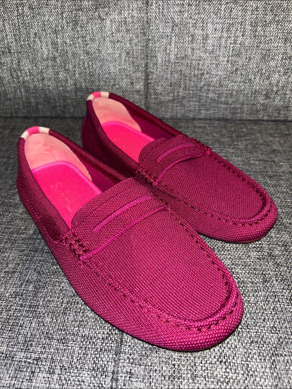 NEW - Rothy's THE DRIVER in Rasberry Knit Penny Loafers